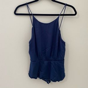 Zara satin/silk navy tank top with open back